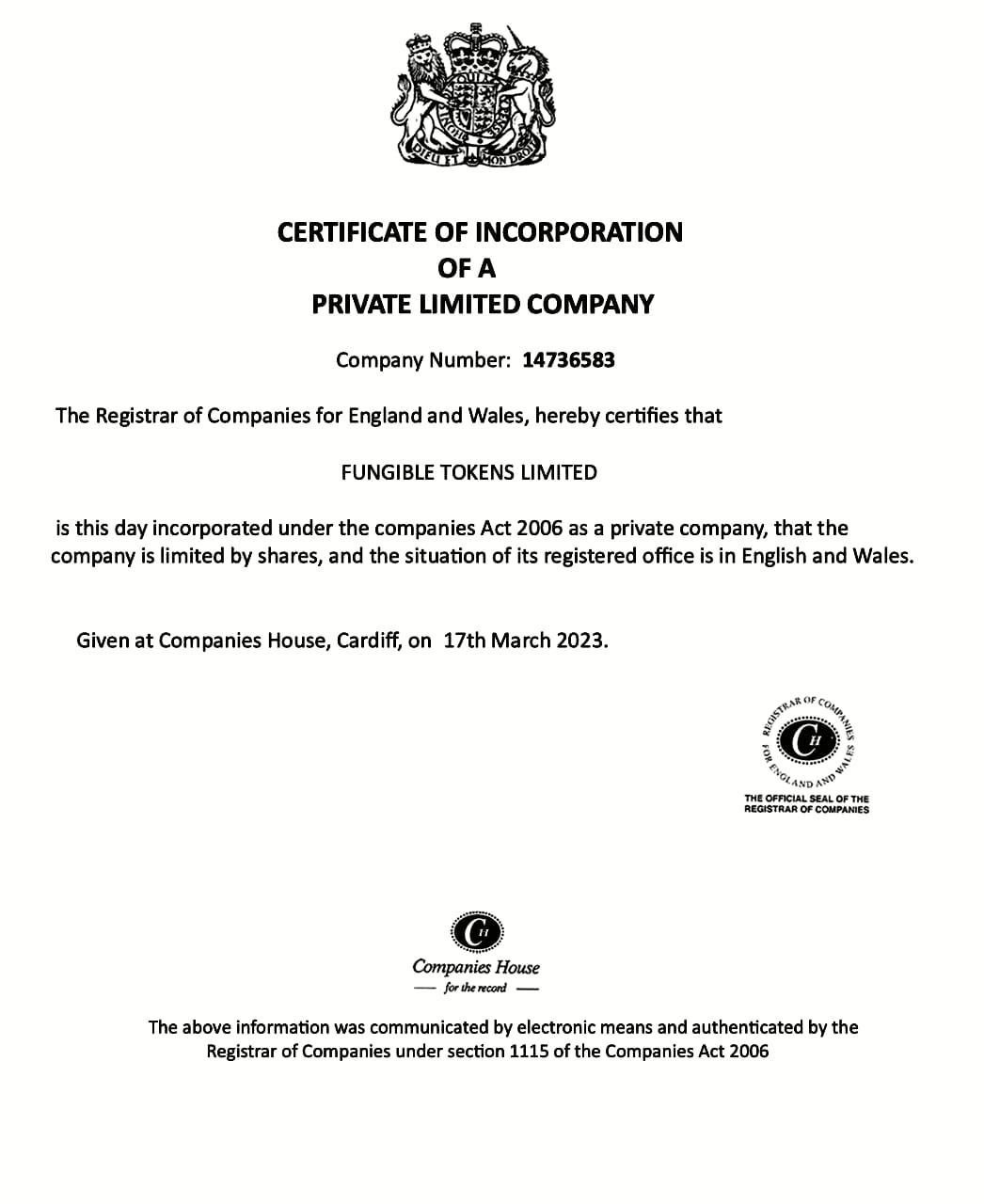 Certificate of Incorporation